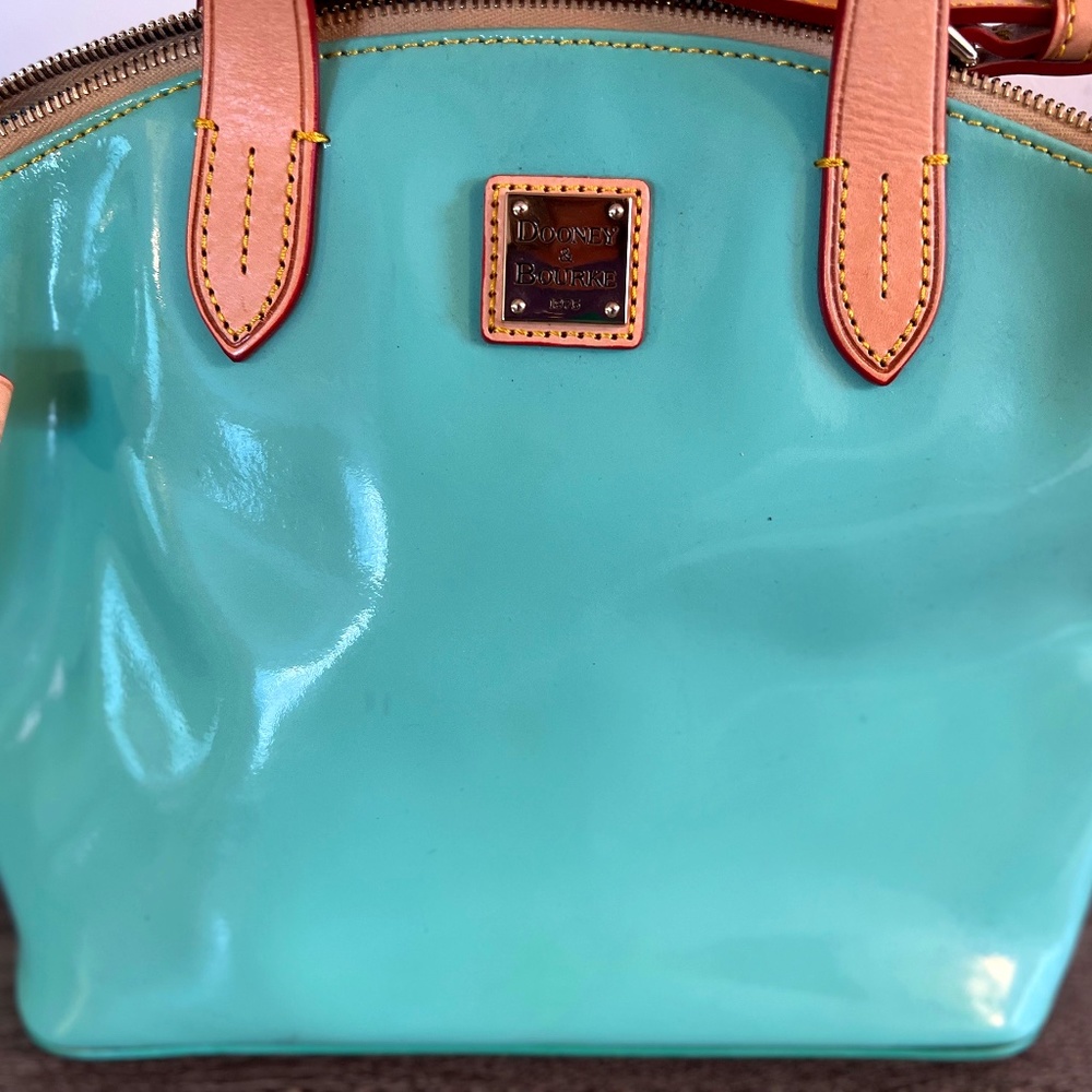 Dooney and Burke Teal Blue Patent Leather Satchel/Crossbody
